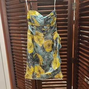 Nanette Lapore Floral Strapless Dress - Yellow and Blue
